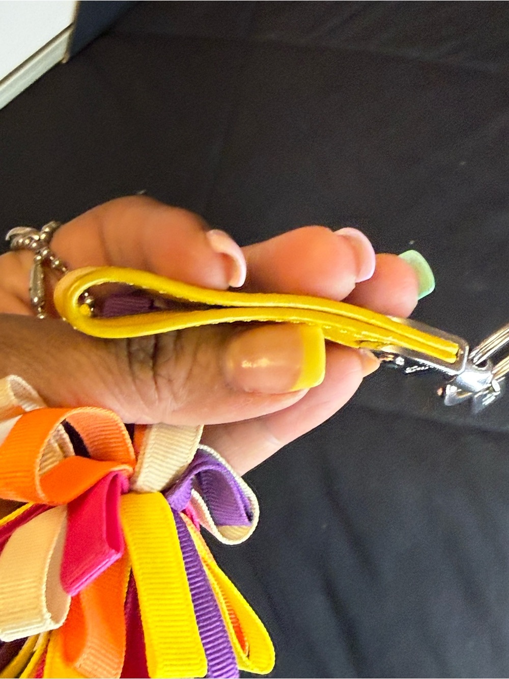 Coach Multicolor Ribbon Pom Pom Bag Charm & Tassel Keychain - Picture 13 of 13